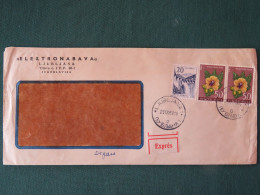 Yugoslavia 1963 Cover From Ljubljana - Electricity Dam - Flowers - Lettres & Documents