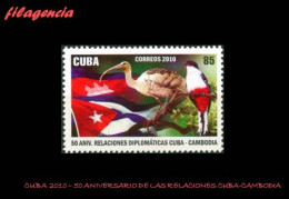 CUBA MINT. 2010-13 50 ANIVERSARIO DE LAS RELACIONES DIPLOMÁTICAS CUBA-CAMBODIA - Nuevos