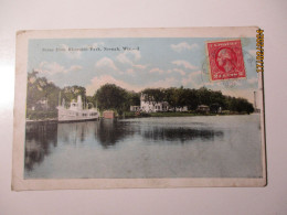 USA WISCONSIN NEENAH SCENE FROM RIVERSIDE PARK , 1921 TO ESTONIA , 2 CENT WASHINGTON BOOKLET STAMP - Autres & Non Classés