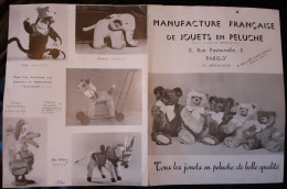 Publicité Manufacture De Jouets En Peluche - Ours Cheval Chien ... Années 1950 - Toy Memorabilia