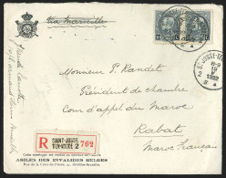 L. Recomm. Affr. N°211 X2 De ST JOSSE-TEN-NOODE/1922 Pour Rabbat (Maroc). Bonne Destination - 1921-1925 Montenez Pequeño