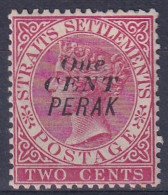 STRAITS SETTLEENTS QUEEN VICTORIA SURCHARGE ONE CENT PERAK NEUFS AVEC CHARNIERE * - Perak