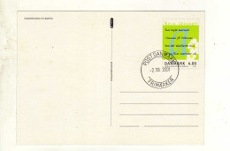 Entier Postal DANEMARK DANMARK Oblitération POST DANMARK 02/10/2001 - Postwaardestukken