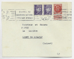 PETAIN 60C PAIRE +30C BDF LETTRE MEC PARIS 96 SECOURS NATIONAL 5 MARS 1942  AU TARIF - 1941-42 Pétain