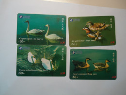 CHINA  USED  SET 4  PHONECARDS  BIRD BIRDS - Other & Unclassified