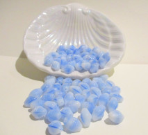 Perles X 60, En Verre Ovales Dégradées De Bleu Jusqu'au Blanc - Parels
