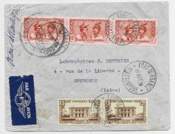 MARTINIQUE 5FRX3+45CX2 LETTRE COVER AVION FORT DE FRANCE 11 OCT 1939 POUR ISERE + CENSURE CONTROLE 4 - Briefe U. Dokumente