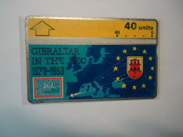 GIBRALTAR  USED  CARDS  IN THE EUROPE EEC MAP - Gibilterra