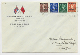 TANGIER MAROC ENGLAND SERIE 1857 1957 LETTRE COVER BRITISH POST OFFICE TANGIER FDC 1ST APRIL 1957 - Bureaux Au Maroc / Tanger (...-1958)