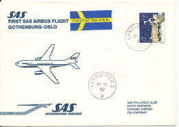 Sweden First SAS Airbus Flight Gothenburg - Oslo 21-12-1980 - Cartas & Documentos