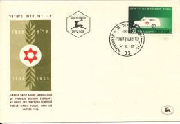 Israel FDC 1-11-1955 Jewish Red Cross With Cachet - FDC