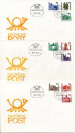Germany DDR FDC 2-7-1990 Complete Set Of 9 On 3 Covers With Cachet - Other & Unclassified
