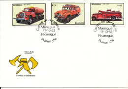 Nicaragua FDC 17-10-1983 Fire Trucks With Cachet - Nicaragua