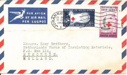 South Africa Air Mail Cover Sent To Holland Johannesburg 16-9-1963 With Complete Set RED CROSS - Airmail