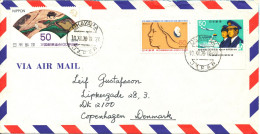 Japan Air Mail Cover Sent To Denmark Okayama 10-11-1979 Topic Stamps - Corréo Aéreo