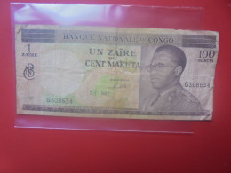 CONGO 100 MAKUTA 1967 Circuler (B.33) - República Democrática Del Congo & Zaire