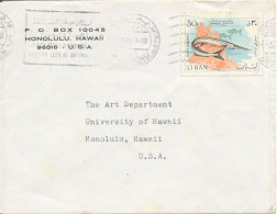 Lebanon Cover Sent To USA 5-11-1968 Single Franked FISH - Liban