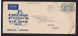 Flugpost Australien Brief MIF Destination K1 Darwin Nach London Großbritannien - Collections