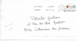 France 2012 - AA 774 - OBLITERE S/ Enveloppe Janvier /2013 : Les VOEUX, Amour, Paix Er Chance >>> FER à CHEVAL+++++ - Storia Postale