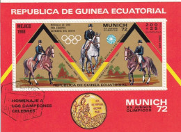 GUINEA EQUATORIAL Block 19,used,falc Hinged,horses - Guinea Ecuatorial