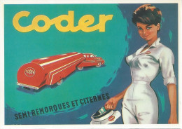 CPM   Reproduisant Les Affiches    CODER Semi-remorques Et Citernes 1964 Illustrateur Thibe Sart - Transporter & LKW