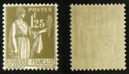 N° 287 1,25F Olive PAIX Neuf N* TB Cote 85€ - 1932-39 Frieden