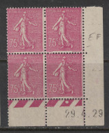 France 1924 - Yvert 202 - Coin Daté Du 29-4-29 - Neuf SANS Charnière - Semeuse Lignée 75c Lilas-rose - ....-1929