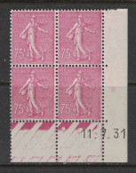 France 1924 - Yvert 202 - Coin Daté Du 11-7-31 - Neuf SANS Charnière - Semeuse Lignée 75c Lilas-rose - ....-1929