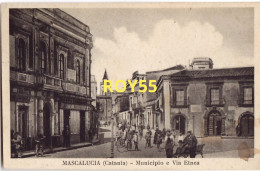 Sicilia-catania-mascalucia Municipio E Via Etnea Animata Bella Veduta Anni 40 (f.piccolo/v.retro) - Altri & Non Classificati