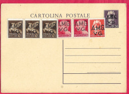 VENEZIA GIULIA - A.M.G.V.G. - INTERO CARTOLINA POSTALE TURRITA C.50 SOPRASTAMPATA- AFFRANCATA PER LIRE 3 - NON VIAGGIATA - Neufs