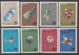 Pologne 1966 1582-89 ** Espace Recherches Spatiales Vostok Gemini Ariel Proton FR-1 Alouette San Marco Luna - Unused Stamps