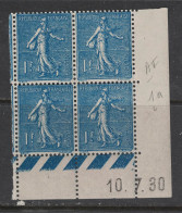 France 1924 - Yvert 205 - Coin Daté Du 10-7-30 - Neuf SANS Charnière - Semeuse Lignée 1f Bleu - ....-1929