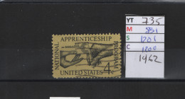 PRIX FIXE Obl  735 YT 831 MIC 1201 SCO 1200 GIB Apprenticeship Apprentissage 1962 Etats Unis 58A/10 - Usati