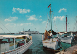 Aruba - Sea View With Passenger Liner Old Postcard - Aruba