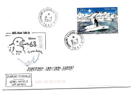 PO - 153- Enveloppe TAAF Terre Adélie Cachet Illustré Ornitho-eco 2017 - Bases Antarctiques