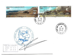 PO - 154- Enveloppe TAAF Kerguelen Cachet Illustré Sismo 2012 - Bases Antarctiques