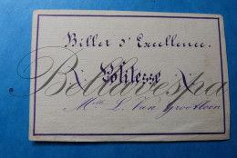 Wellen 1877 & 1879 -Billet D'Excellence M.elle L.VAN GROOTLOON  Signe M.M.Augustine  2 Stuks - Documentos Históricos
