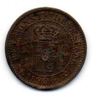 SPAIN, 1 Centimo, Bronze, Year 1906, KM # 726 - Otros & Sin Clasificación