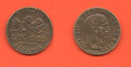 Albania Italiana 0,05  Lek 1939 Shqipni Albanie 0,05 Lekë  Bronze Coin ∇ 3 - Albania