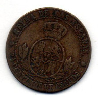 SPAIN, 2 1/2 Centimos, Copper, Year 1866, KM # 634.1, 8 Pointed Star. - Otros & Sin Clasificación