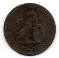 SPAIN, 5 Centimos, Copper, Year 1870, KM # 662 - Otros & Sin Clasificación