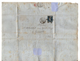 TB 4642 - 1854 - LAC - Lettre De M. CLUNET à PARIS Pour M. MARTINAIS, Ancien Agent De Change à GRENOBLE ( Isère ) - 1849-1876: Période Classique