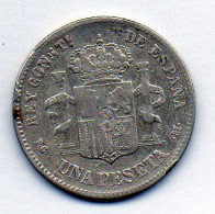 SPAIN, 1 Peseta, Silver, Year 1891, KM # 691 - Otros & Sin Clasificación