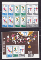 1978 Malta COPPA DEL MONDO IN ARGENTINA  4 Serie In Quartina + Foglietto MNH** WORLD CUP Block 4 + Leaflet - 1978 – Argentine