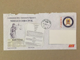 Romania Postal Stationery Used Letter Stamp Cover 2012 New Civil Code Civil Law Justice - Covers & Documents