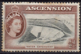 ASCENSION/1956/MH/SC#62/ QUEEN ELIZABETH II / QEII/RESERVOIR/ DAMM/ 1/2p BROWN - Ascension