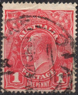 AUSTRALIA/1918-23/USED/SC#61/ KING GEORGE V / KGV/ WMK 11 1p ROSE PERF 14 - Used Stamps