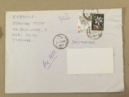 Romania Used Letter Stamp Cover 2021 Romanian Constitution Flowers Mantel Clock EU Map Carte Karte - Other & Unclassified