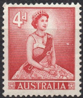 AUSTRALIA/1959-64/MNH/SC#318/ QUEEN ELIZABETH II / QEII/ 4p CARMINE - Ongebruikt
