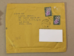 Romania Used Letter Stamp Cover 2014 Flowers Mantel Clock - Autres & Non Classés